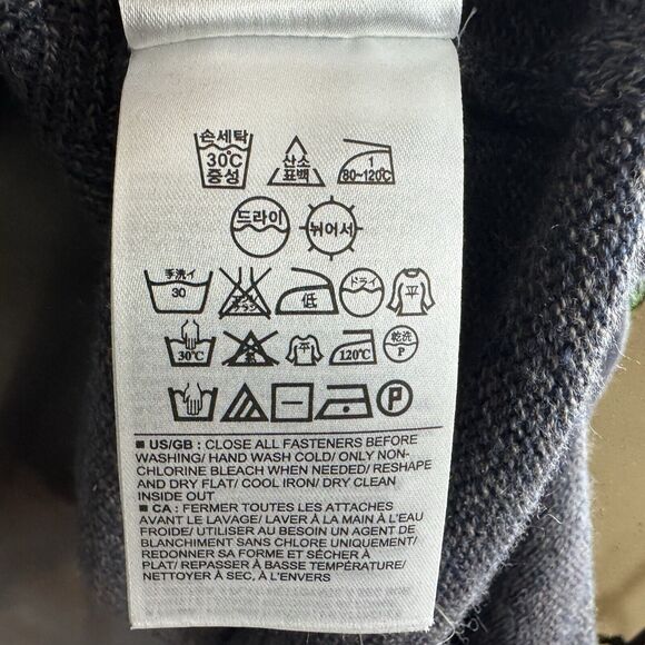 Banana Republic Wool Sweater M Mock Neck Henley Merino Wool Grey Ribbed Preppy - Picture 6 of 8